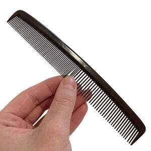 Vintage Dark Brown Plastic Hair Comb Made‎ in USA Wide Purse Pocket Unbreakable